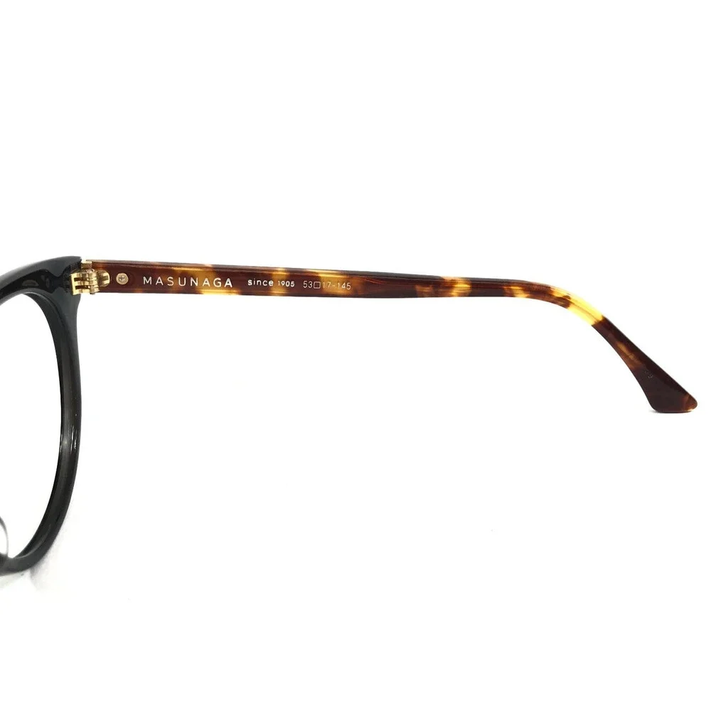 Masunaga Eyeglasses Frames 104 #39 Black Demi Shiny Black Tortoise 53-17-145
